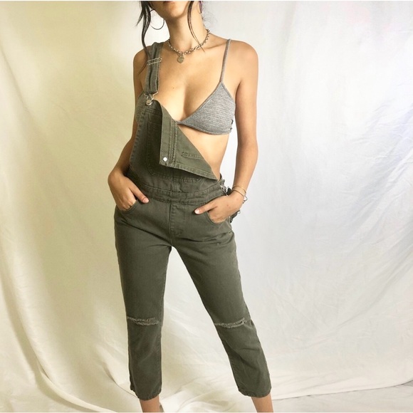 Forever 21 Olive Army, green overalls, size small - Picture 3 of 6